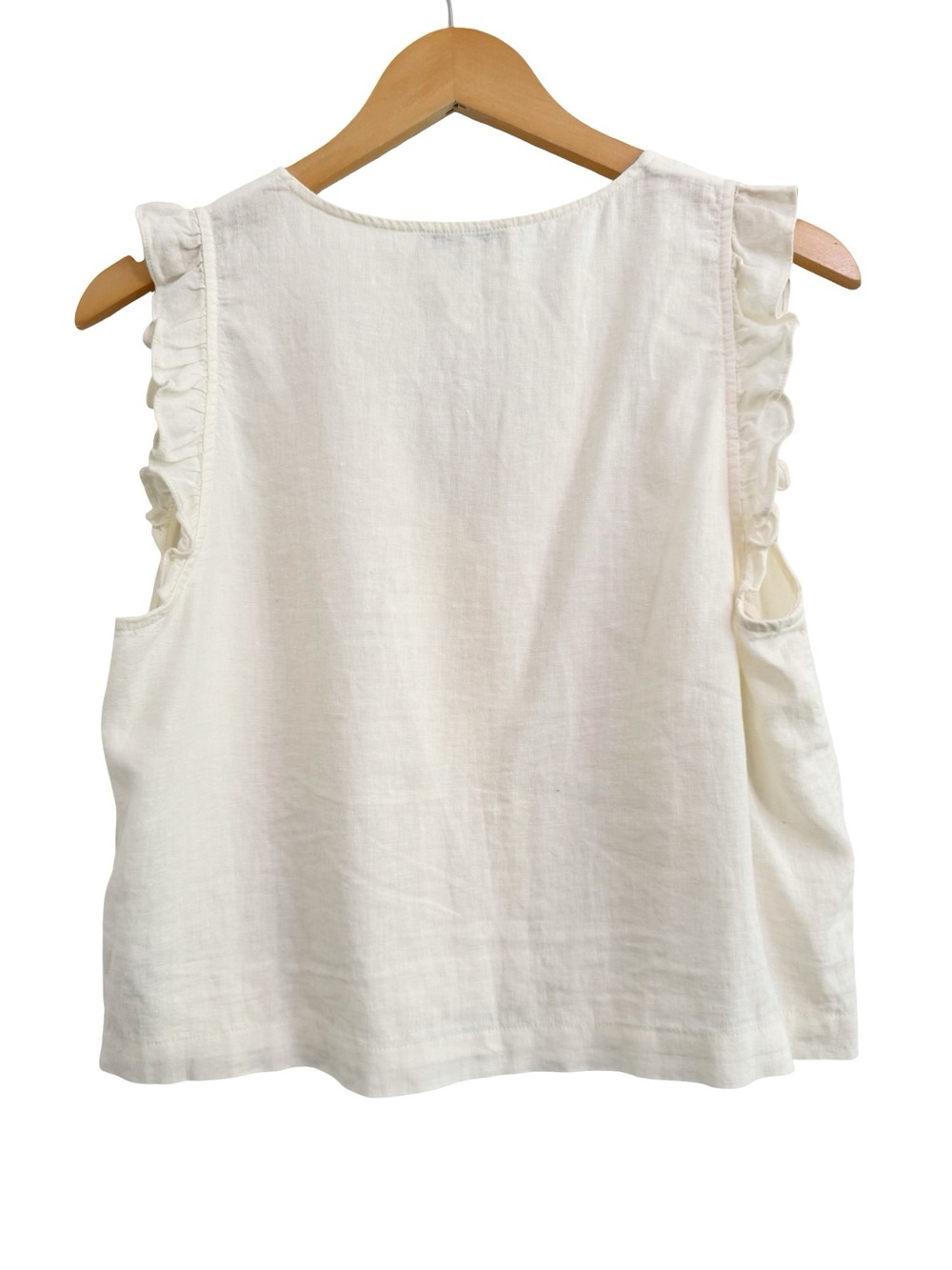 Madewell Cream Button-Front Ruffle Sleeve Tank - Picture 2 of 9